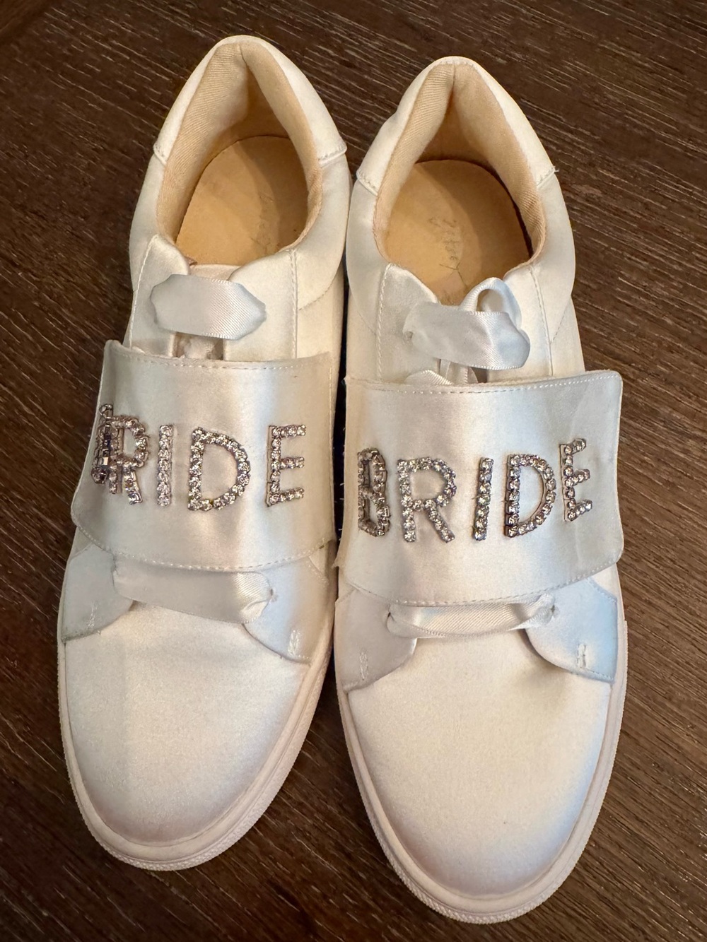 BRIDE Embellished Satin Sneakers - White Bridal. Betsy Johnson